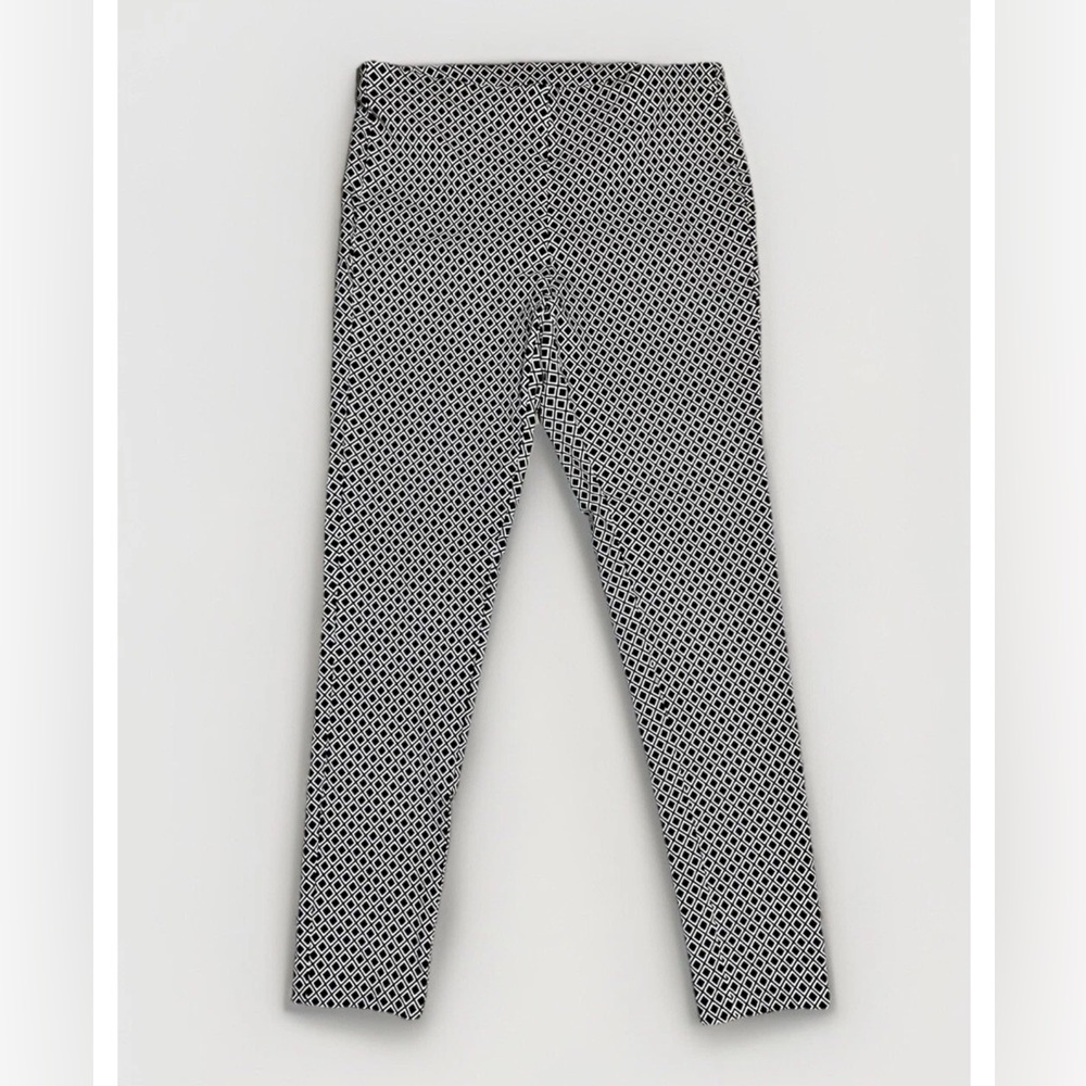 Michael Kors Women’s Size Large Stretch Pants Viscose Blend Diamond Pattern B/W